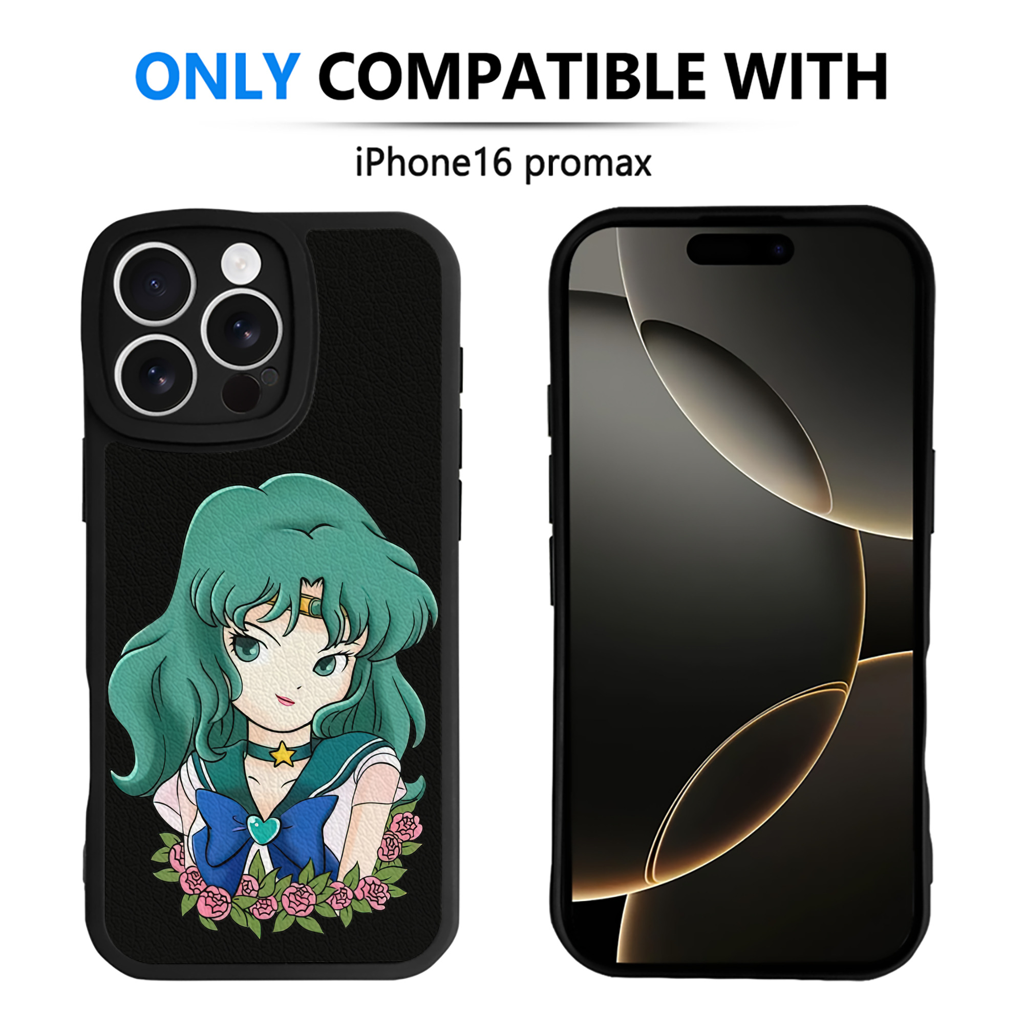 （画像用） 美少女戦士セーラームーン 海王 みちる（かいおう みちる） Sailor Moon Kaiou Michiru 【iPhone 16シリーズ対応】シリコンスマホケース（レザー調） 材質：シリコン